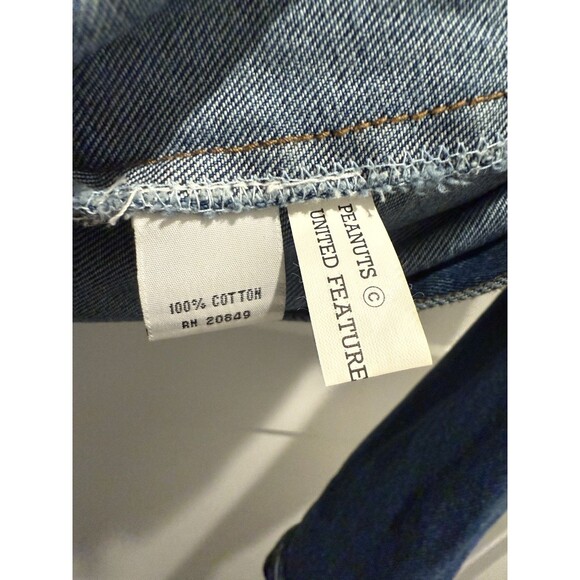 American Toons By Excelled VTG Peanuts Vintage Denim Jacket XL Leather Patch - Picture 6 of 6